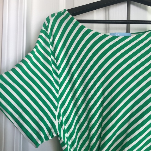 Striped green & white dress - Picture 2 of 4